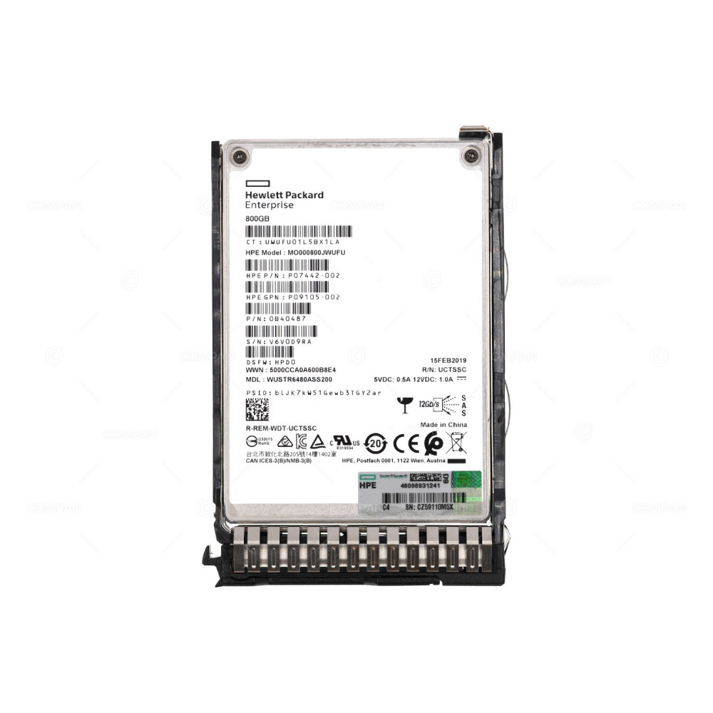 P09923-001  HP SSD 800GB SAS 12G 2.5" SFF HOT-SWAP FOR HP PROLIANT DL380 G8-G10